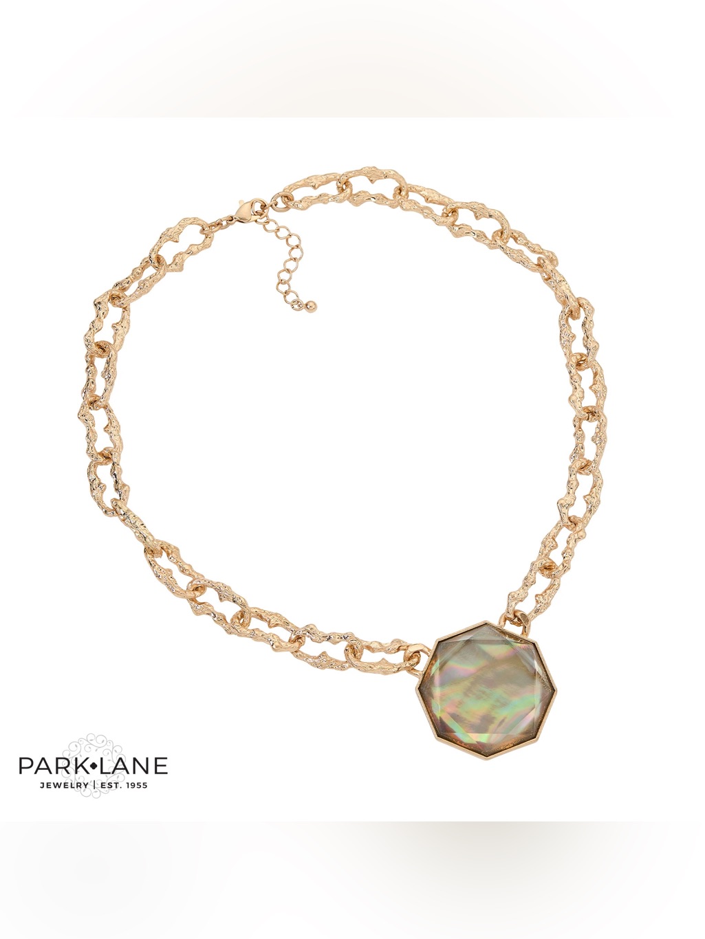 Kyla Necklace Gold-Tone Chain With Iridescent Octagon Pendant